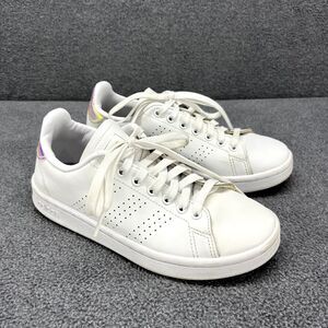 Adidas Sneakers Womens 5 White Hologram Cloudfoam Advantage Shoes HWI28Y001